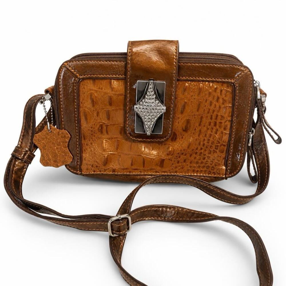 90s Bag Hippie Boho Crossbody Fairycore Y2K Vintage Purse Crock Embossed Western